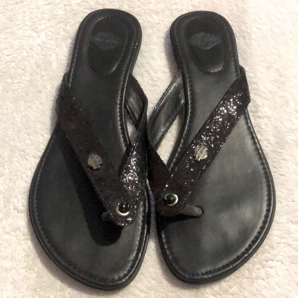 Harley Davidson Zetta Black Flip Flops Size 9.5
